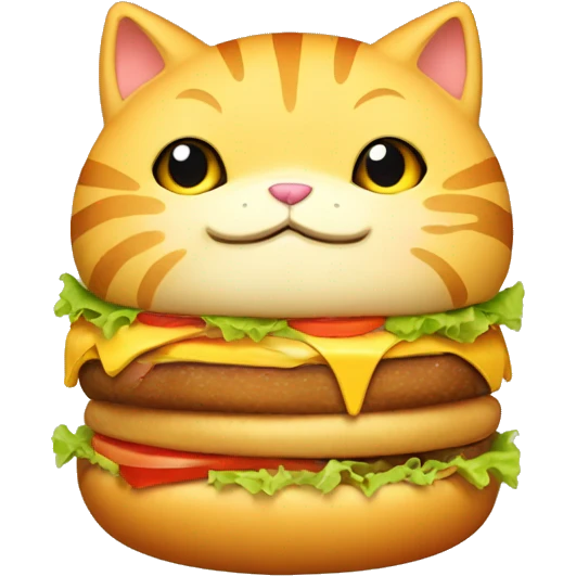 Fat Yellow cat with burger emoji