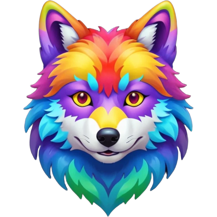 rainbow colored wolf emoji