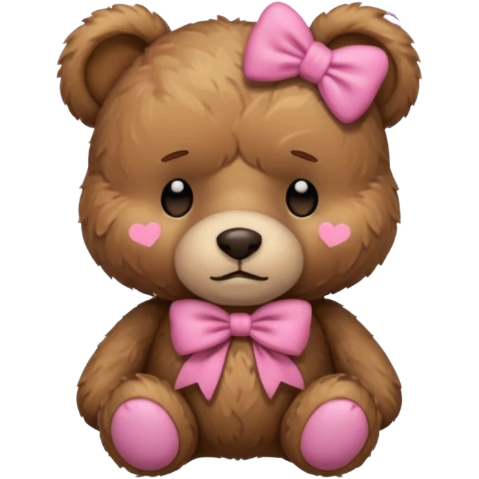 Sad Sleepy teddy bear wearing pink bow emoji