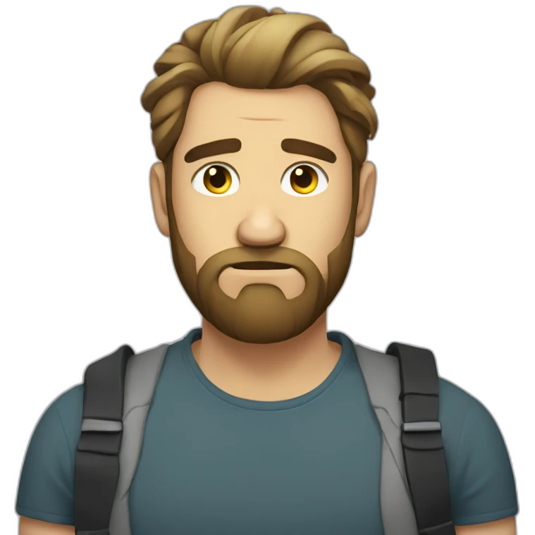 sad and depressed bearded IT guy with a ponytail emoji