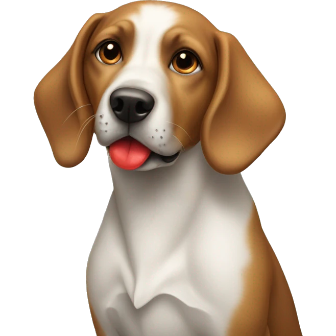 A dog with a red kiss mark on its forehead emoji