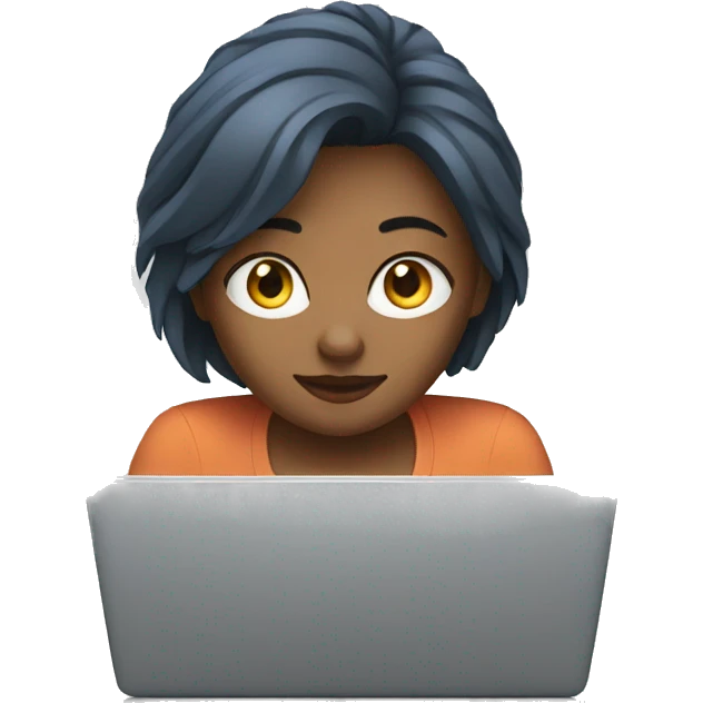 women focused on laptop emoji