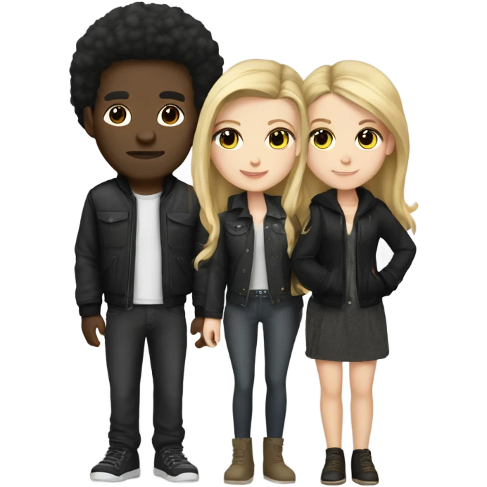 Couple white girl and black man with urban outfit emoji