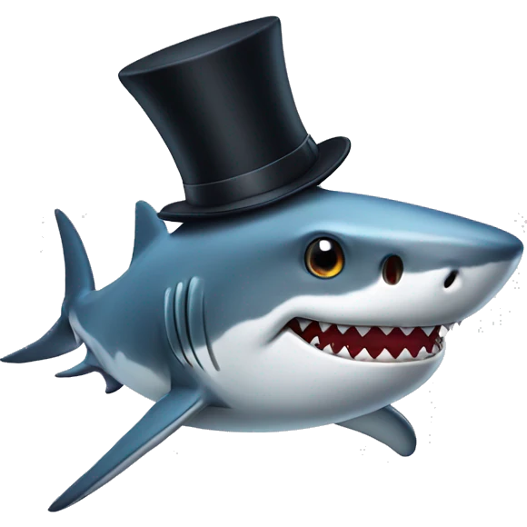 Shark with a top hat emoji