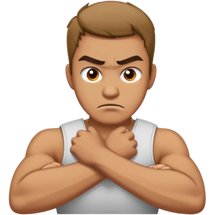 Guy crossed arms holding his neck angry  emoji