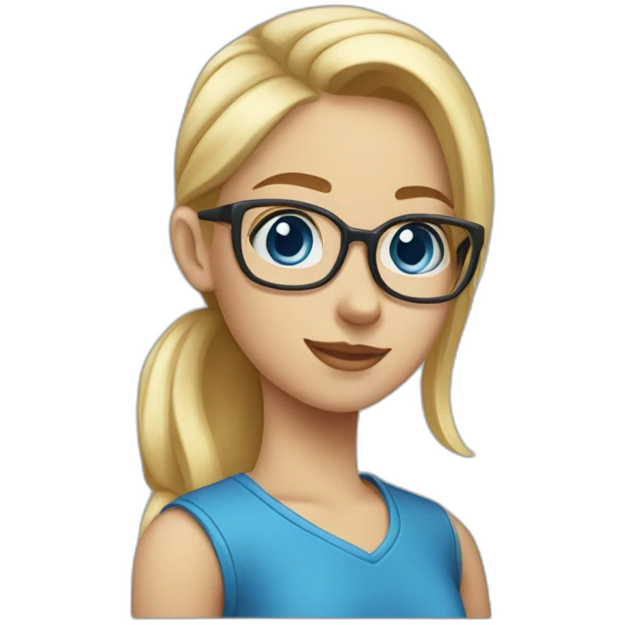 nerd girl with blue eyes and blonde hair with a ponytail emoji