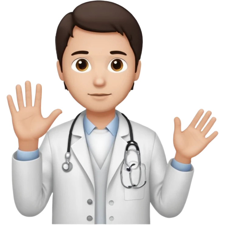 Radiografía de mano sostenida por un hombre con bata blanca  piel clara cabello café obscuro emoji