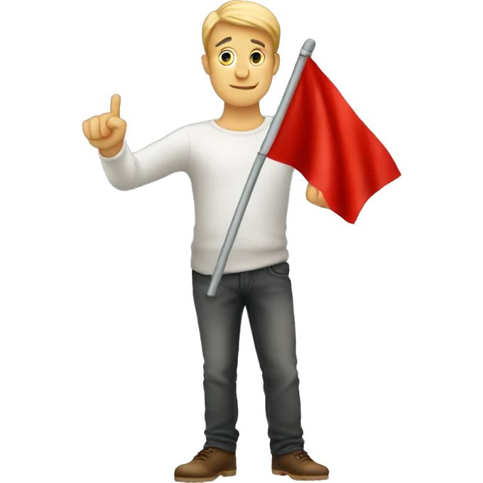 Guy with an hand like this ✊🏼 and a red flag emoji