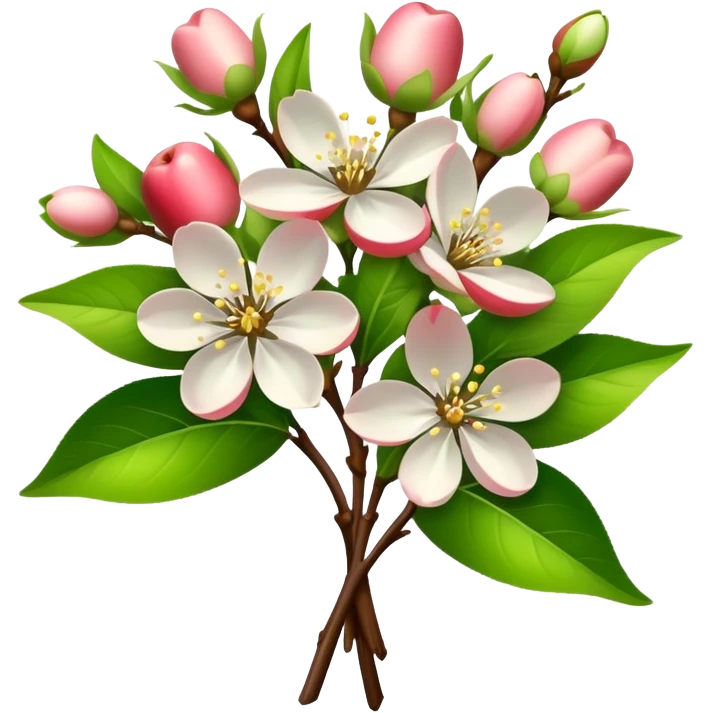 bouquet Apple blossom, luxuriant, stem, leaf, bud emoji