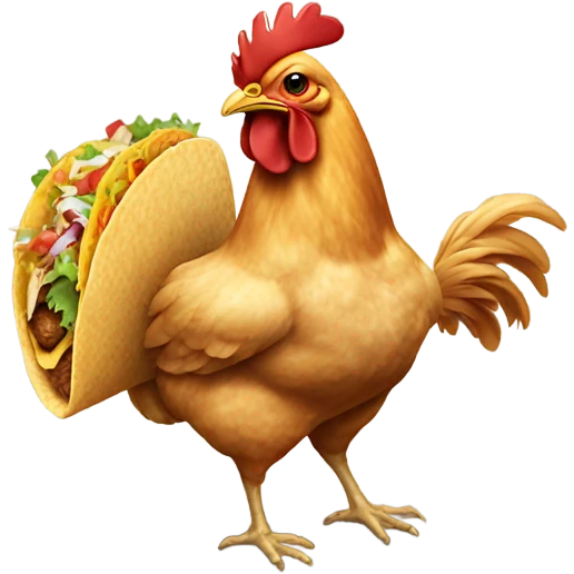 Chicken riding eating a taco emoji