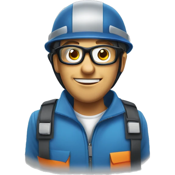 Man with safety helmet, glases and earplugs emoji