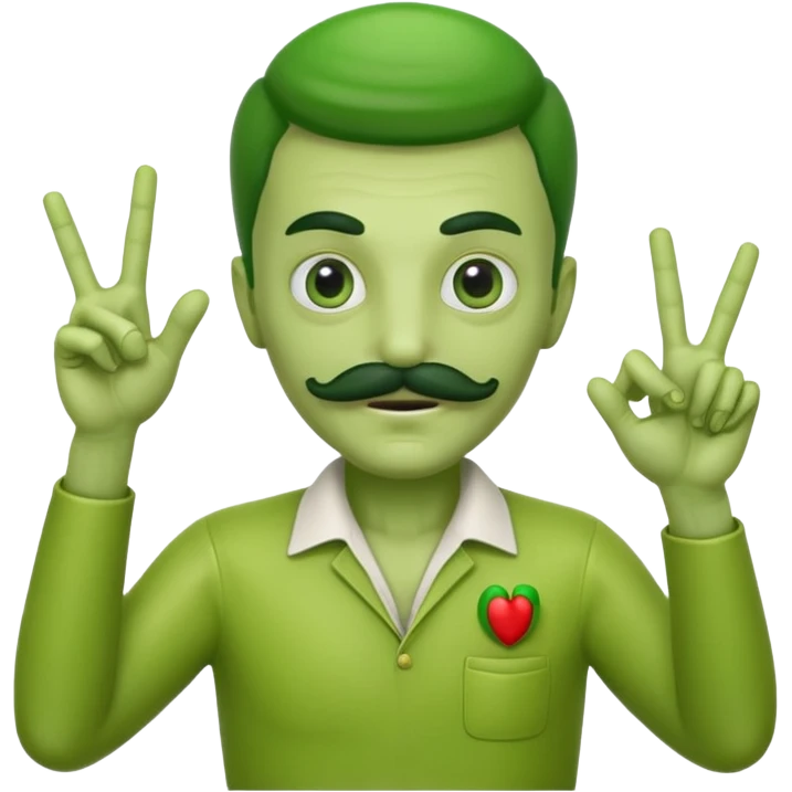Alien with moustache doing Italian hand signs emoji