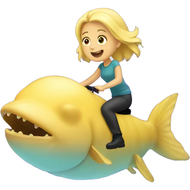 Blonde girl riding a blob fish  emoji