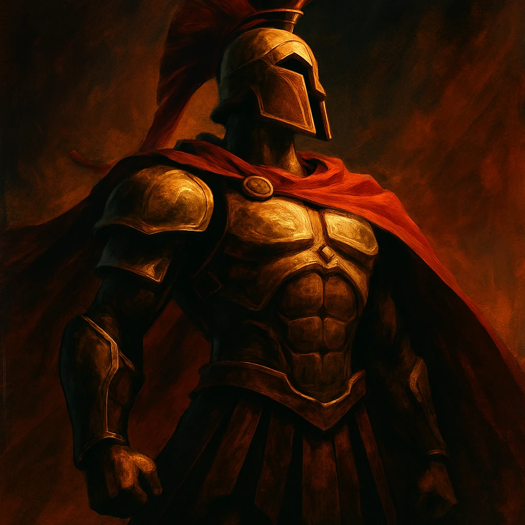stylized spartan armor, dramatic lighting, heroic pose emoji