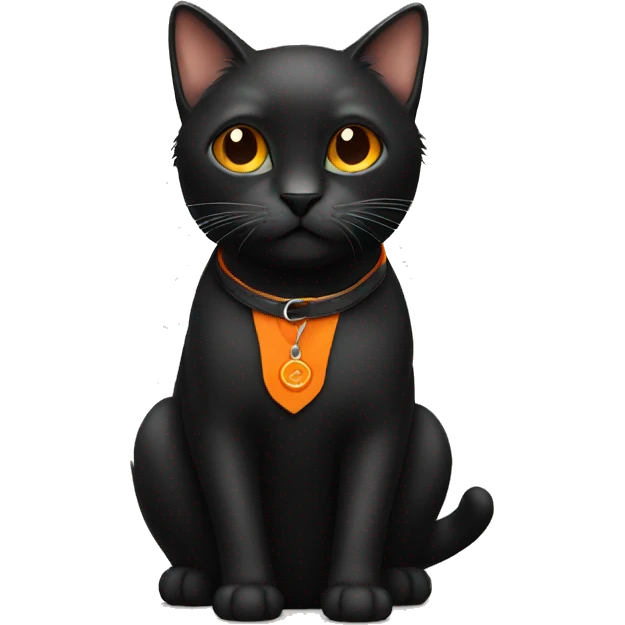 black cat with orange collar  emoji