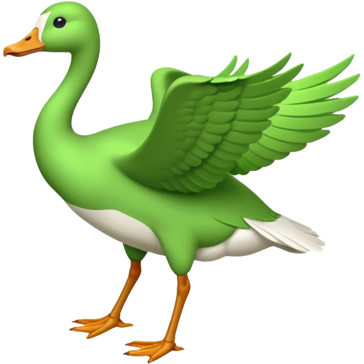 "Running goose emoji with long neck and two legs, all bright green #39C700. Wings folded tightly, no flapping or extra colors." emoji