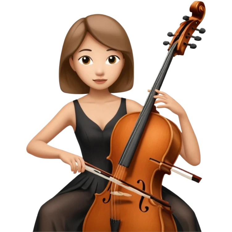 asian woman playing cello emoji