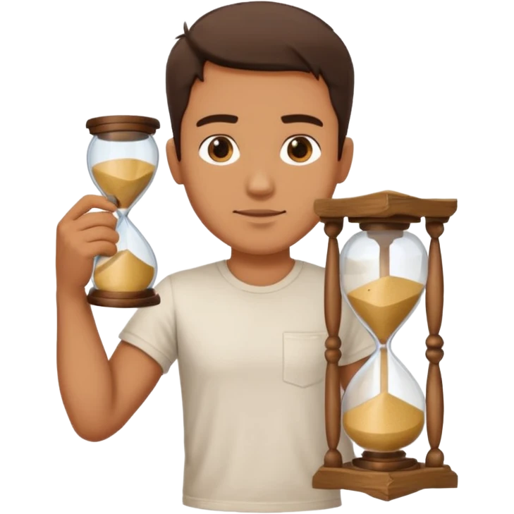 man holding sand time emoji