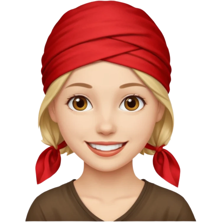 woman with wearing red bandana emoji
