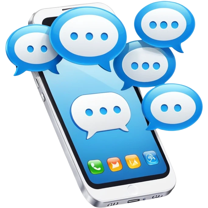 smartphone with text message bubbles emoji