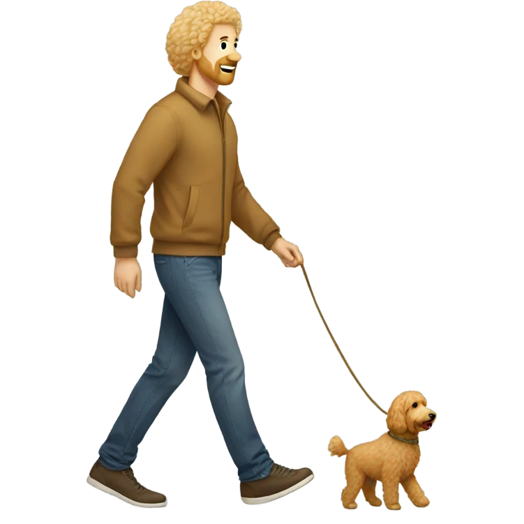 Golden doodle with blonde guy (no beard) walking emoji