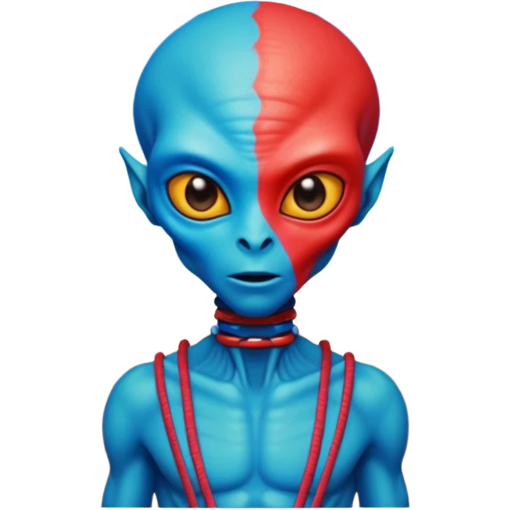 alien living in desert, dressed like a desert alien, red/blue colorful, accessories, just face  emoji