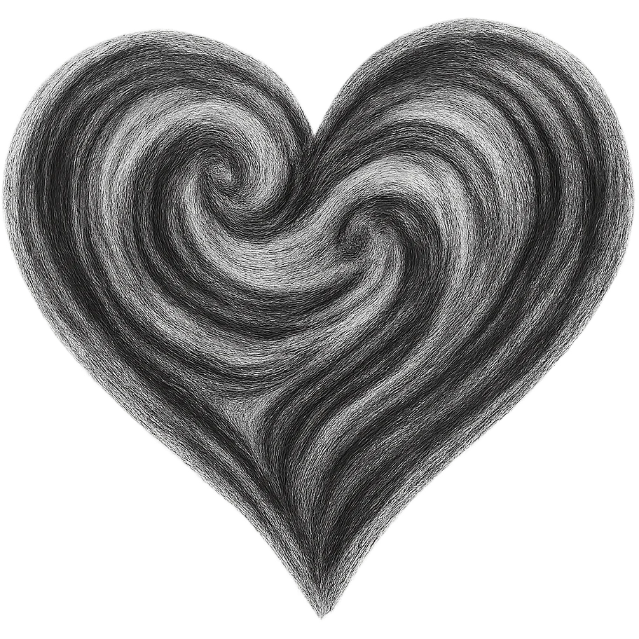 heart with a swirling charcoal pattern, digital illustration emoji