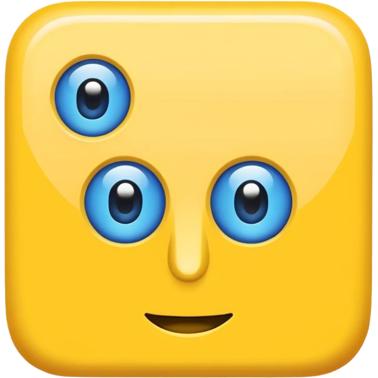 square with yellow body blue square eyes and mouth emoji