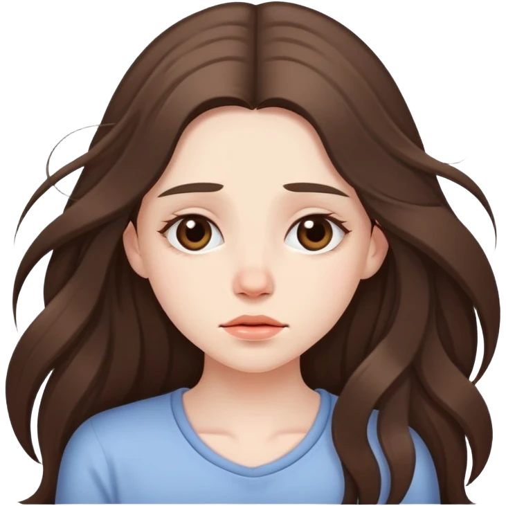 beautiful pale brunette girl with long hair tired emoji