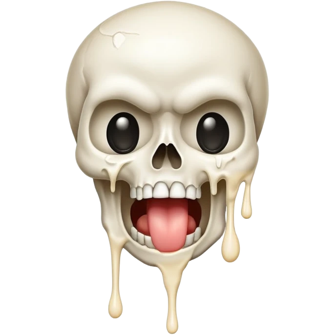 skull emoji screaming crying laughing with milk dripping out of its mouth emoji