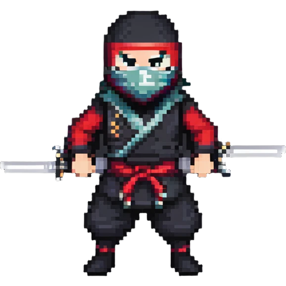 masked ninja in classic pose emoji