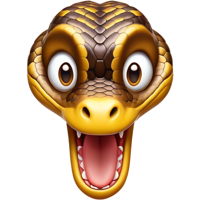 Cinematic Comical Python Portrait Emoji, Head tilted dramatically with an exaggeratedly shocked expression, featuring a robust, patterned body with wide, comically expressive eyes full of humorous disbelief, Simplified yet hilariously expressive features, highly detailed, glowing with a slightly sassy glow, high shine, dramatic yet playful, stylized with an air of quirky reptilian attitude, soft glowing outline, capturing the essence of a meme-worthy python that looks ready to side-eye its way into viral fame! emoji