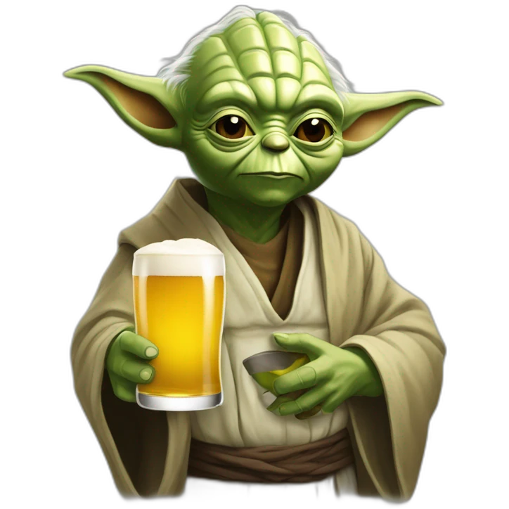 Yoda buvant une bière emoji