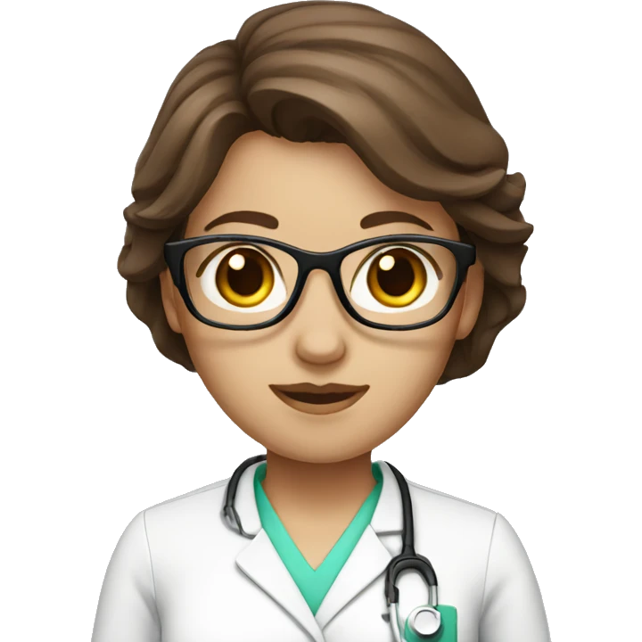 brown hair nurse with glasses emoji