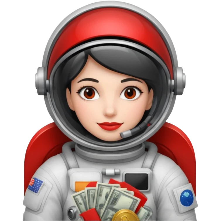 woman, Money astronaut, red and black design emoji