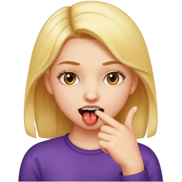 Chica mordiendose el dedo índice doblado emoji