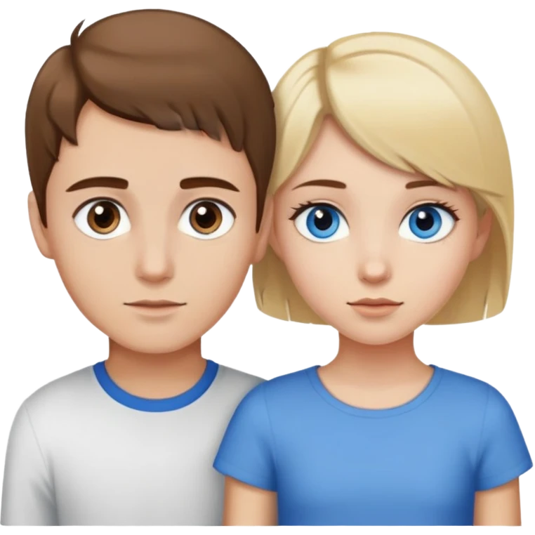 Emoji with a girl with brown eyes and brown hair with a boy with blue eyes and short blonde hair emoji
