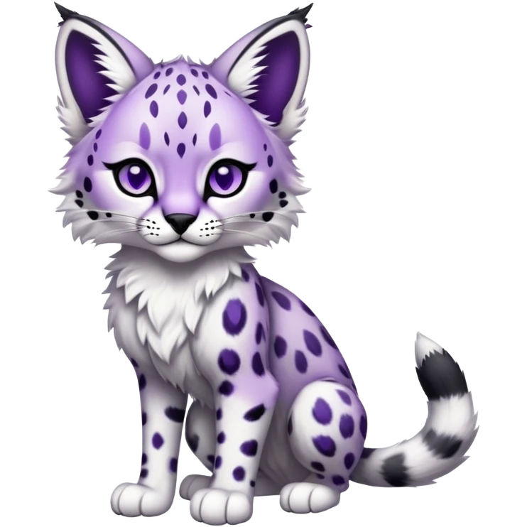 Epic Edgy Cute Black White Purple ethereal Serval-Snow-Leopard-Bobcat-Fionbri full body emoji
