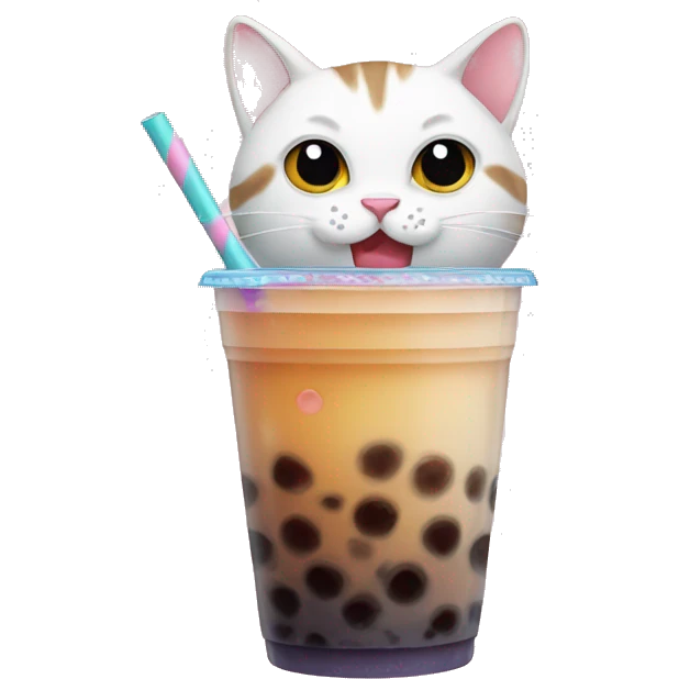 Cat drinking bubble tea emoji