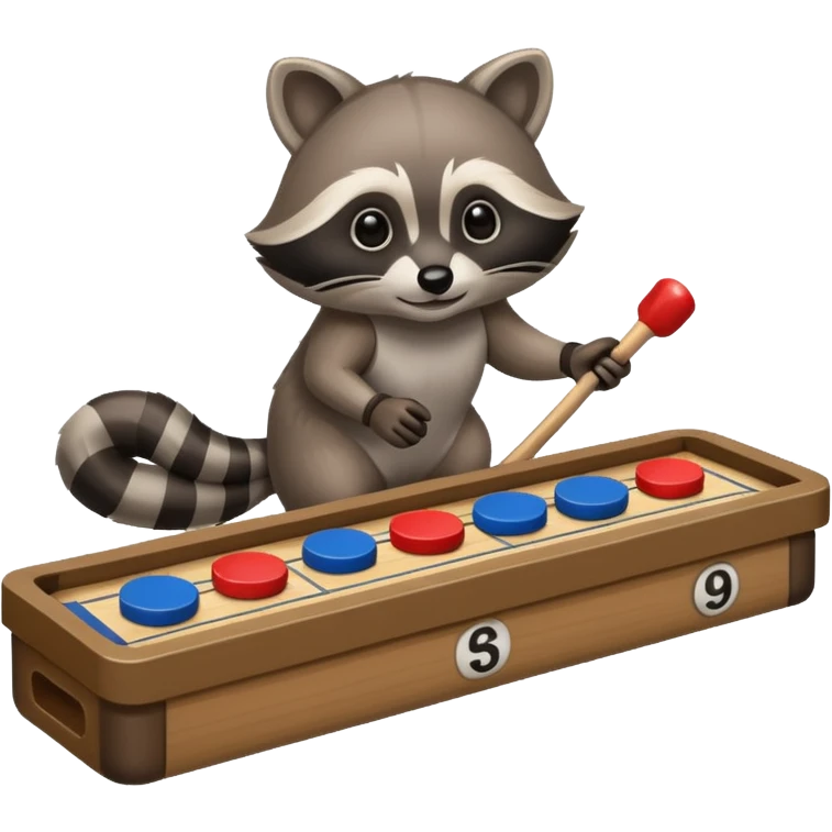 Raccoon playing deck shuffleboard emoji