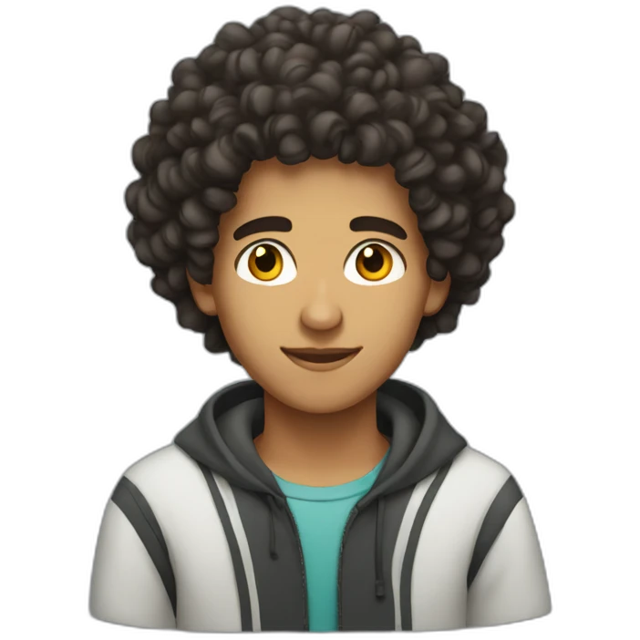 Young Moroccan guy with large curly hair emoji