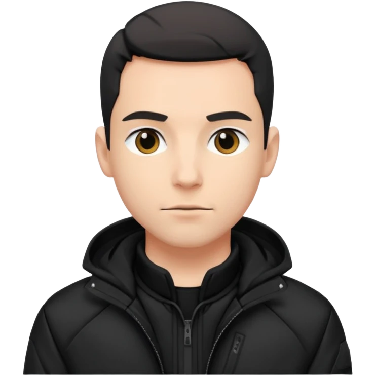 Adult man, wearing black techwear-style jacket, modern vibe
 emoji