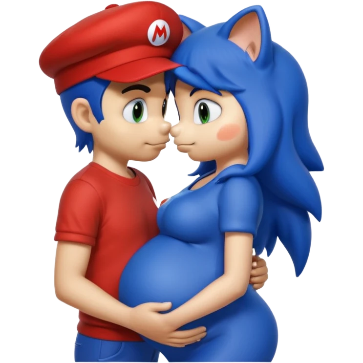 pregnant sonic kissing mario emoji