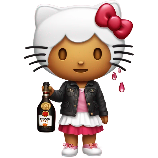 Hello kitty crying tears holding Hennessy😭  emoji