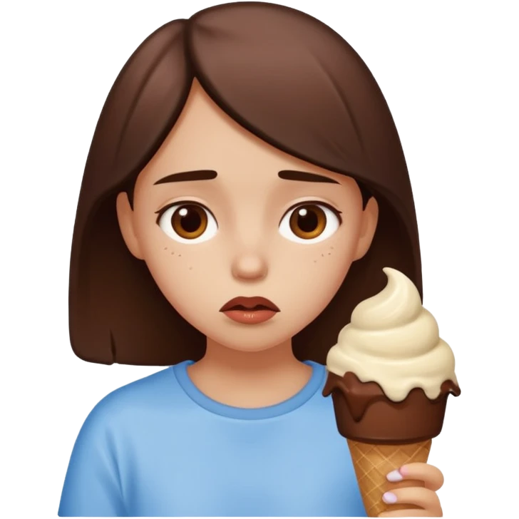 a sad girl eating ice cream after heartbreak emoji