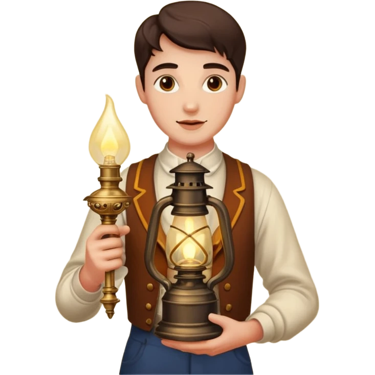 holding vintage gas lamp emoji