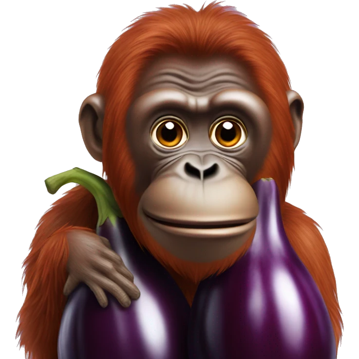 orangutan on an eggplant emoji