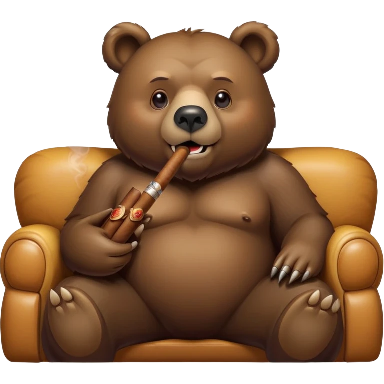 A bear with a cigar in its mouth chilling in the couch emoji