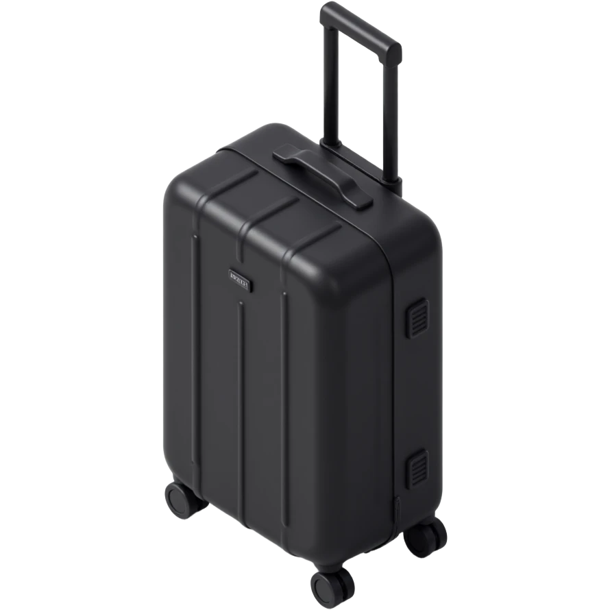 black luggage with wheels, upright, minimal emoji