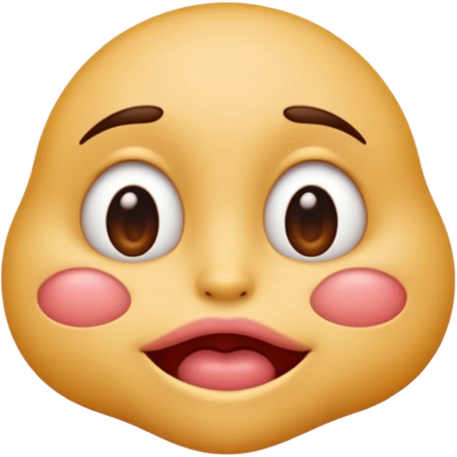 

I'd like an emoji with slightly squinty eyes, a mouth giving a tight kiss with little creases around the lips emoji